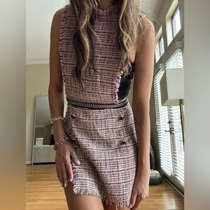 Zara Black and Pink Tweed Mini Dress (skort in the bottom)